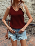 Women Sexy V-neck Waffle T-shirt Vest Top