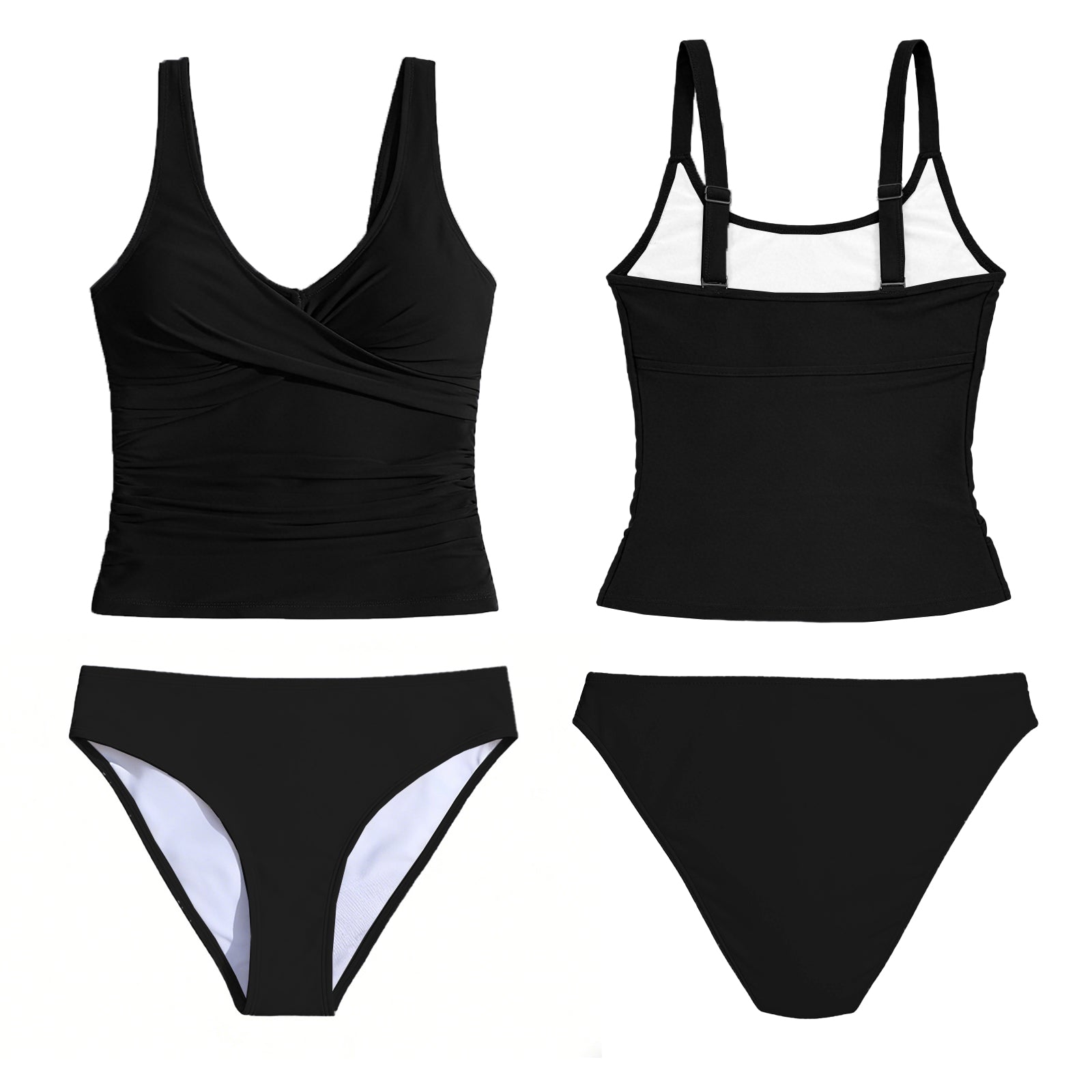 Two-piece Swimsuit Women's Tummy Tuck Top with Sexy Bikini Bottoms