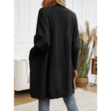Women Long Open Front Knit Cardigan, Oversized Batwing Sleeve Sweater Coat with Pockets, Casual Loose Mid-Length Outerwear for Fall Winter