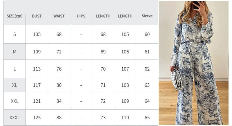 Women Casual Lapel Printed Shirt Pants Set