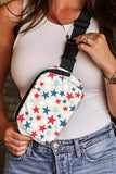 White Star Printed Buckle Strap Flag Day Crossbody Bag