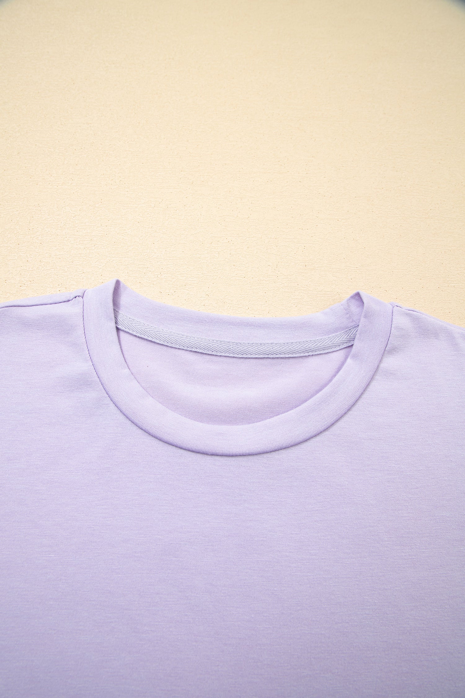 Bright Green Casual Plain Crew Neck Tee