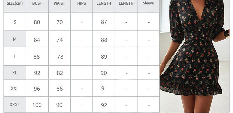 Womenv V Neck Print Ruffle Dress