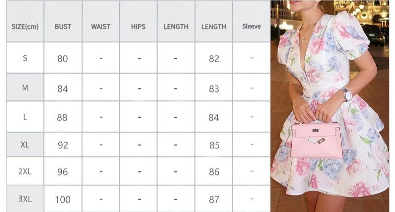 Women's Fashion Sexy V-neck Print Ruffle Dress