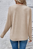 Beige Leopard Print Detail Round Neck Long Sleeve Top