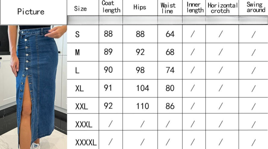 Women's Button Irregularly Split Denim Skirt