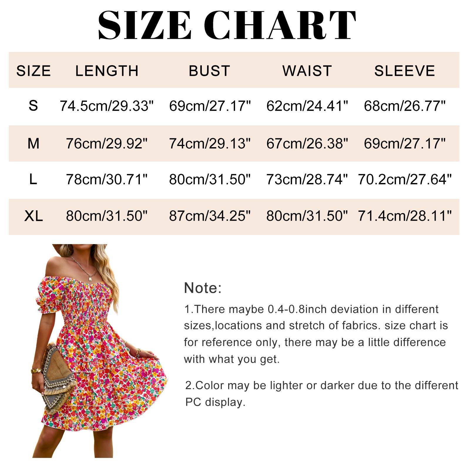Women’s Comfortable Elegant Off-The-Shoulder Scoop Neck A-Line Mini Dress - Short Puff Sleeves, Ruffle Details, Ditsy Floral Print, Bohemian Pull-On Style for Vacations, Beach