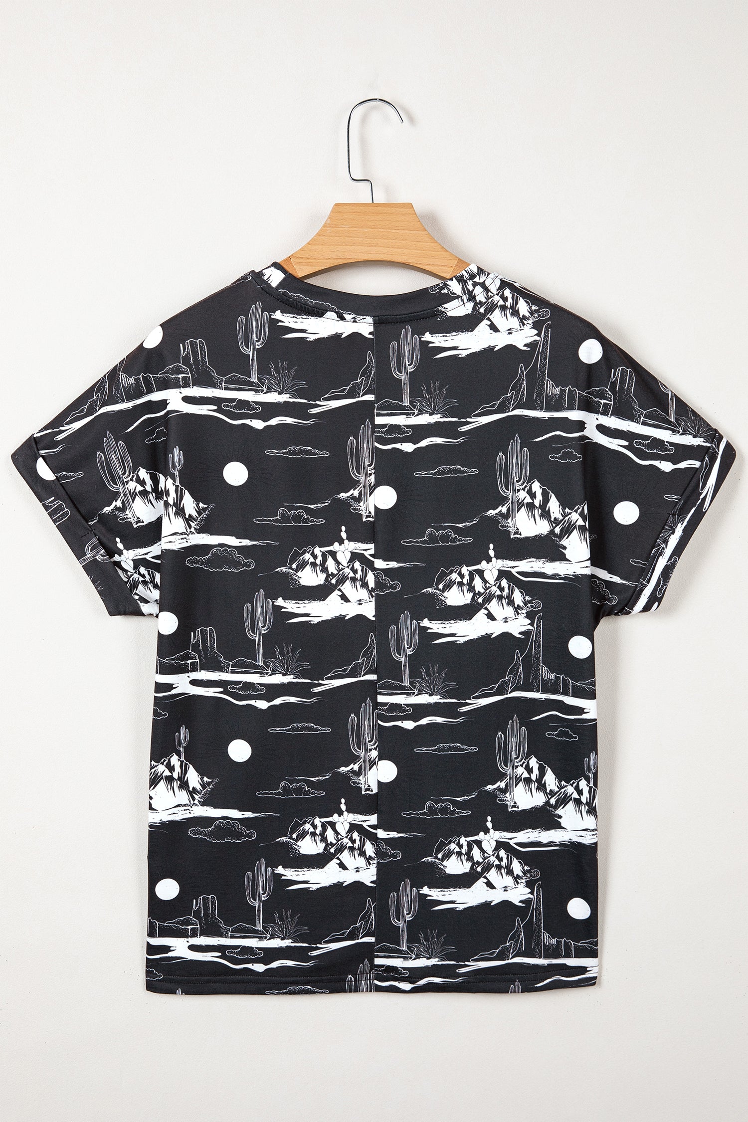 White Desert Sand Print Short Sleeve Knit Top