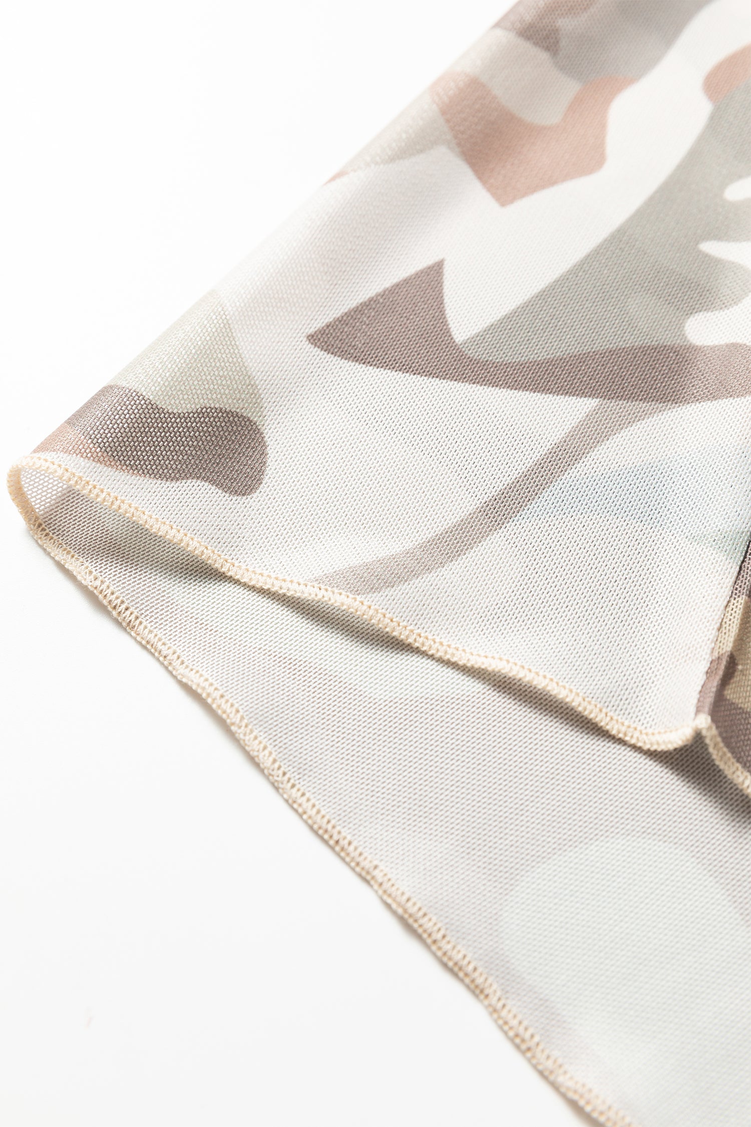 Green Plus Size Western Camo Print Mesh Long Sleeve Top