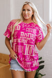 Rose Howdy Cowboy Letter Printed Western Fashion Tee