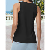 Women's Keyhole Metal Ring Neck Sleeveless Tank Top, Casual Loose Fit Summer Solid Color Basic Halter Tank Shirts
