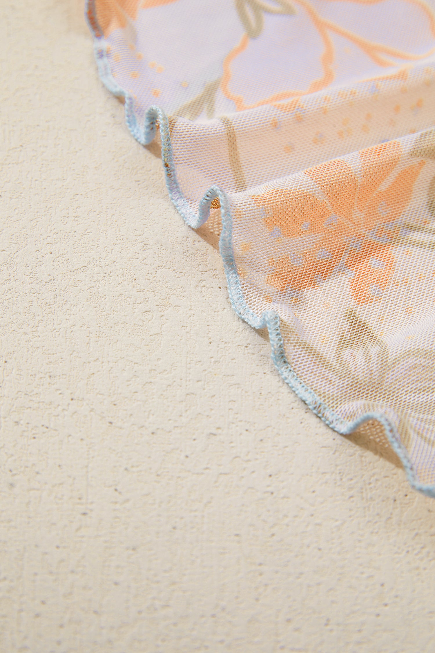 Multicolour Floral Print Lettuce Trim Slim Long Sleeve Top