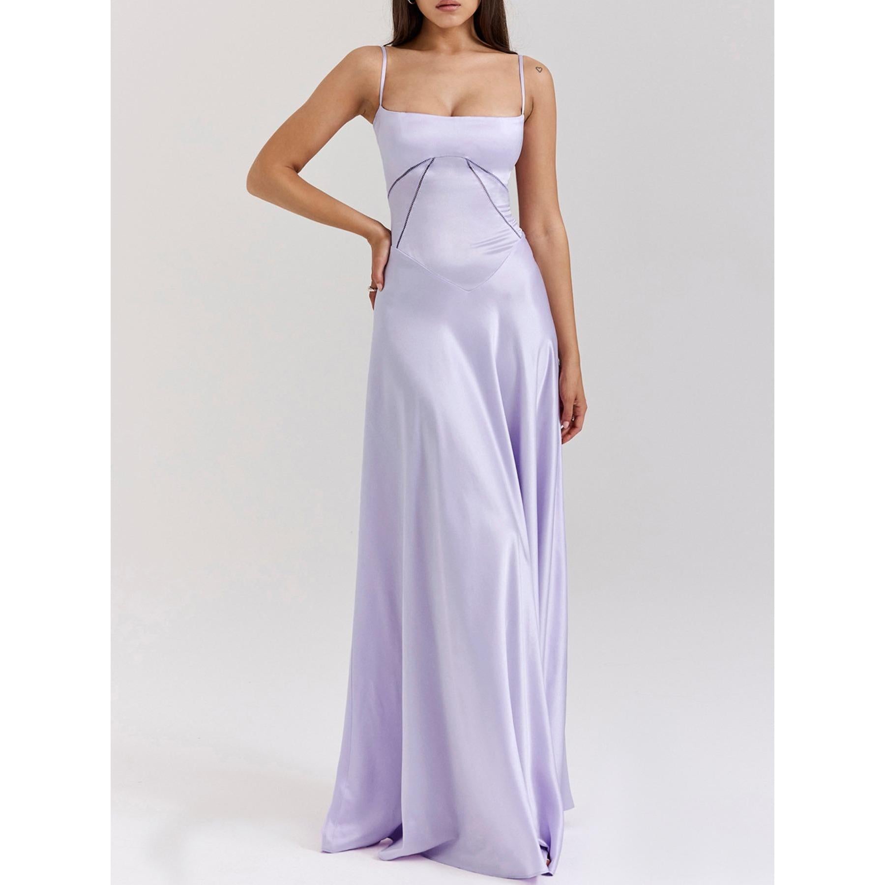 Women Satin Spaghetti Strap Maxi Dress Square Neck Corset Lace Up Back Formal Evening Gown Wedding Guest Prom Party Long Dre. sss