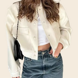 Women's Casual Stand-up Collar Solid Color Pocket Jacket