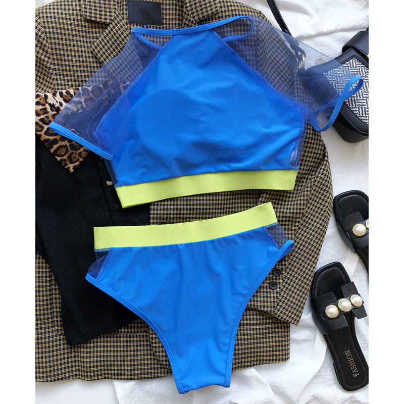 Hoher Taillen-reizvoller Bikini-Patchwork Frauen-Badeazug